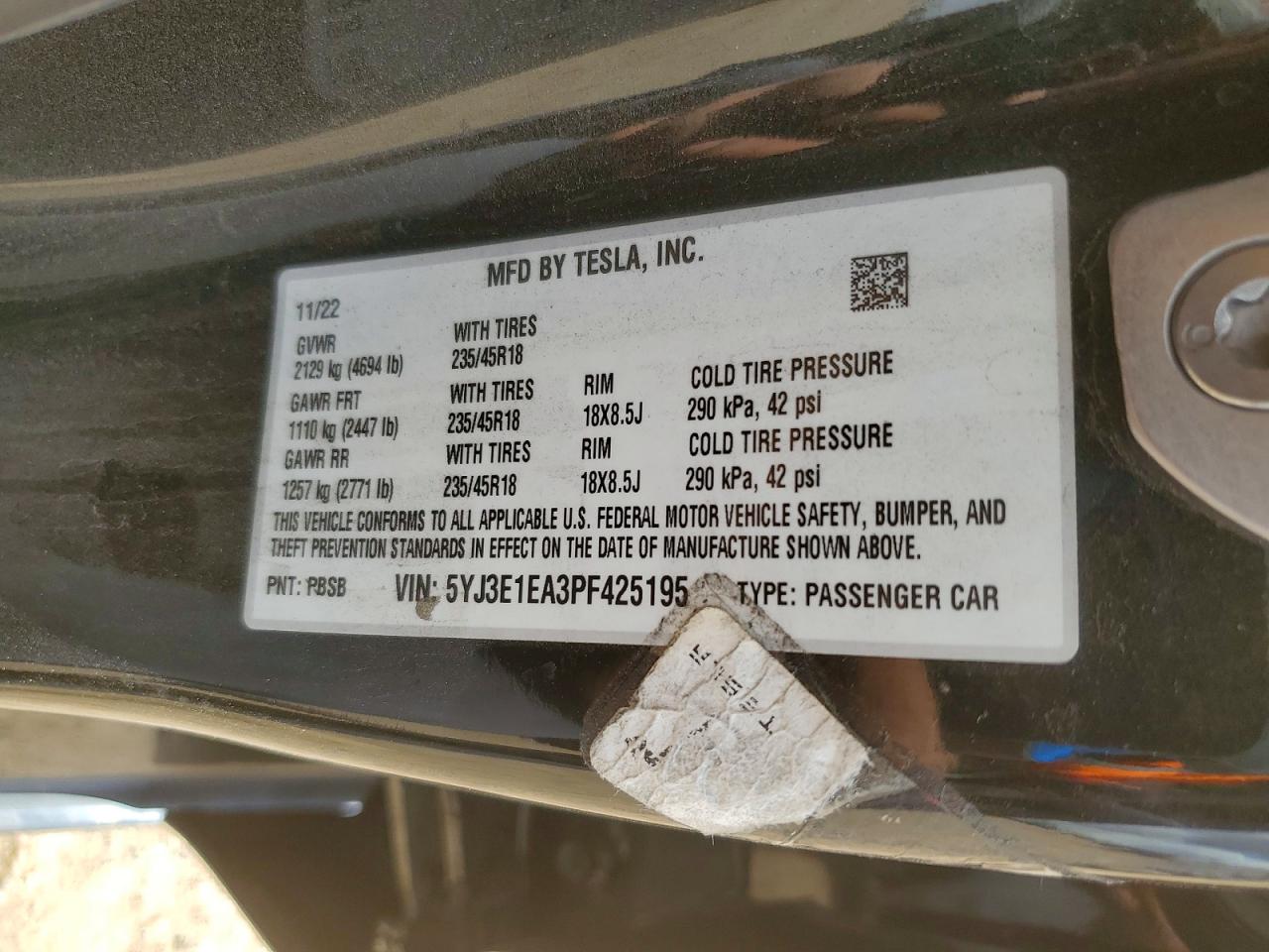 2023 TESLA MODEL 3
