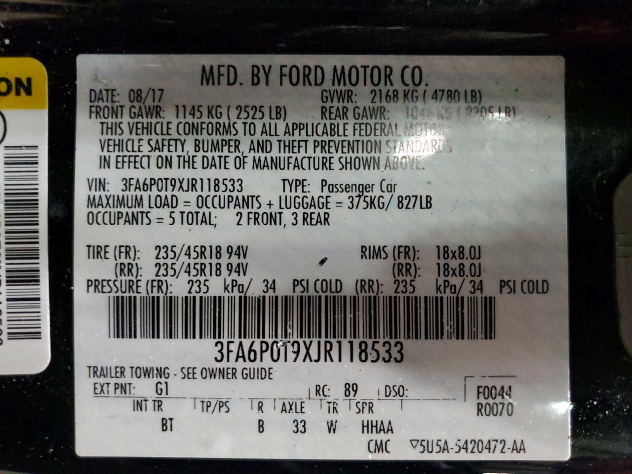 2018 FORD FUSION