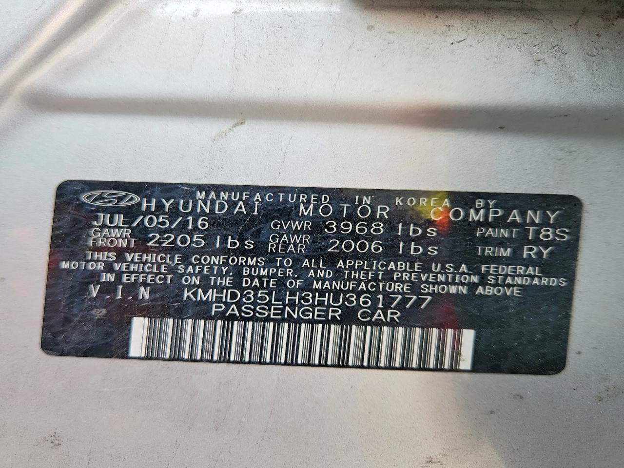 2017 HYUNDAI ELANTRA