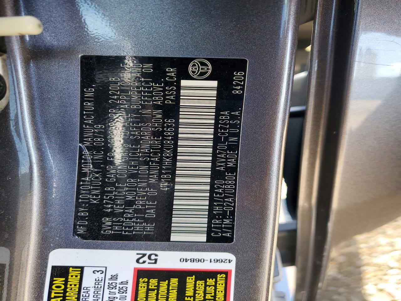 2019 TOYOTA CAMRY