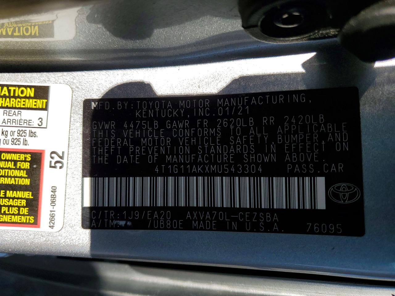 2021 TOYOTA CAMRY
