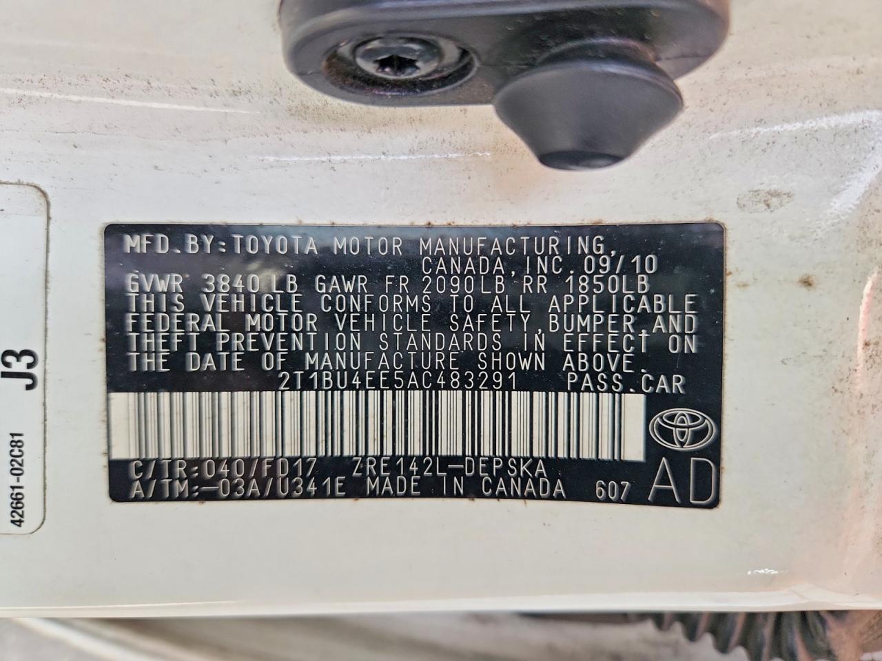 2010 TOYOTA COROLLA