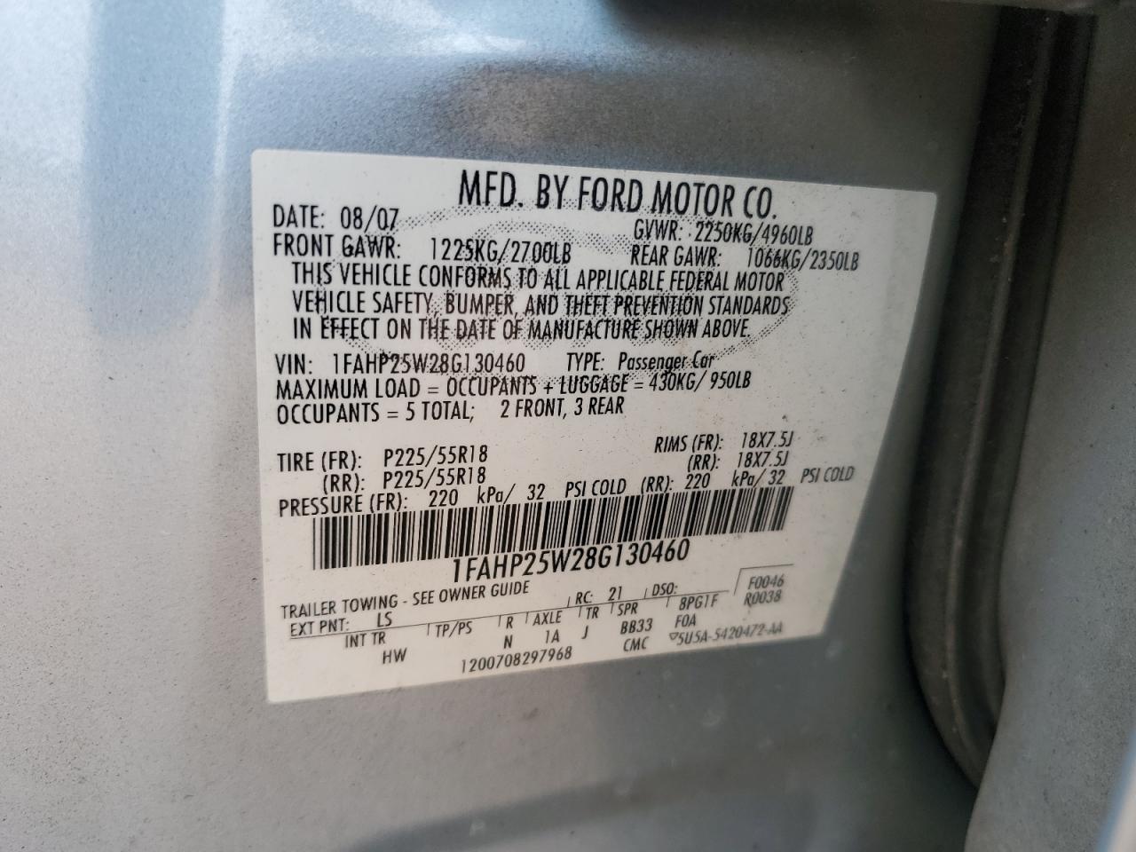 2008 FORD TAURUS