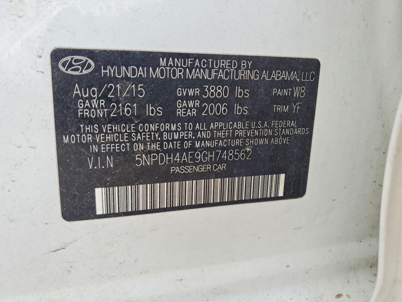 2016 HYUNDAI ELANTRA