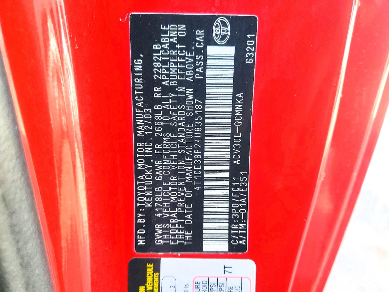 2004 TOYOTA CAMRY SOLA