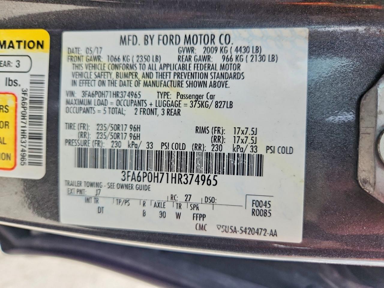 2017 FORD FUSION