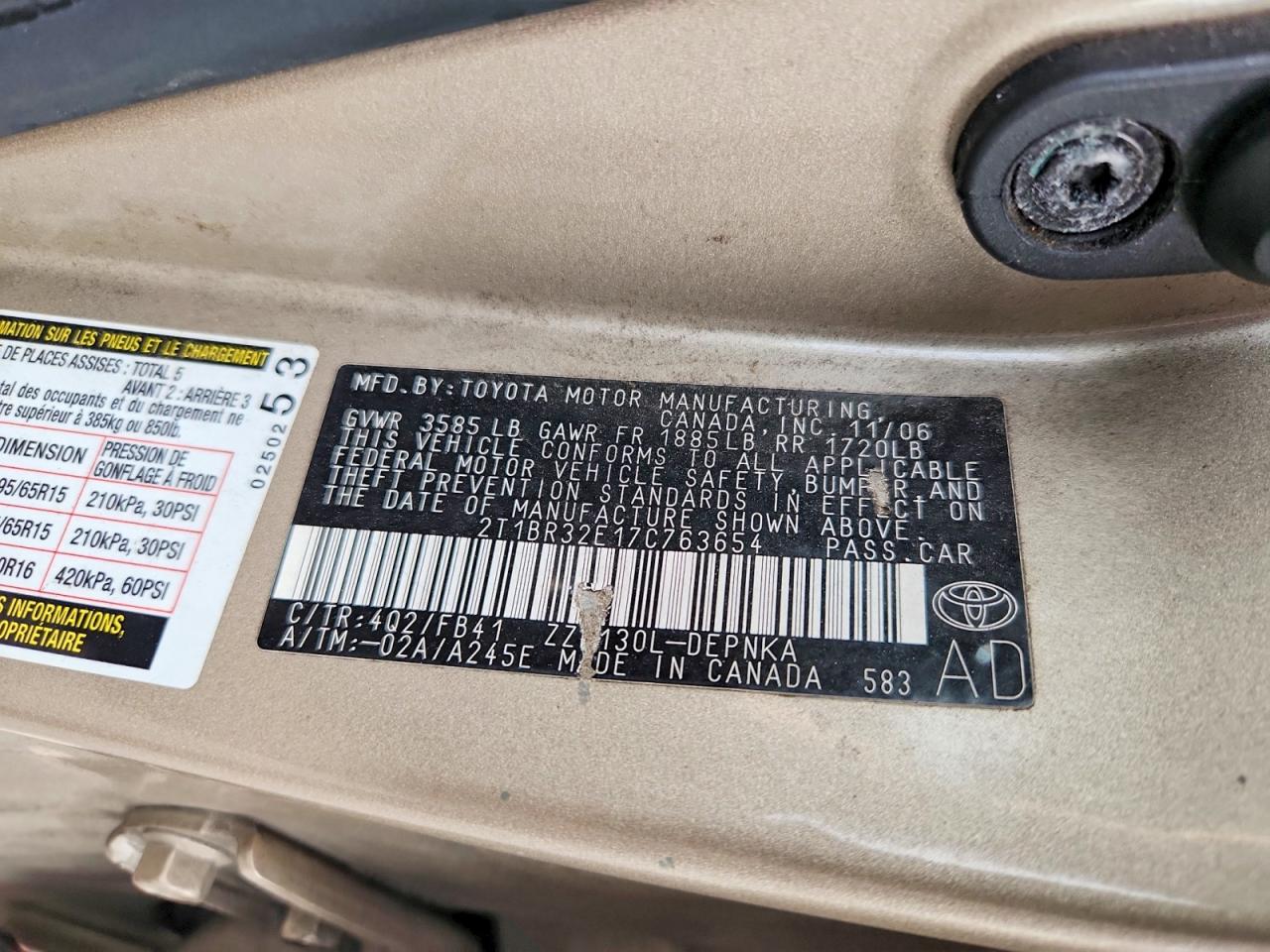 2007 TOYOTA COROLLA