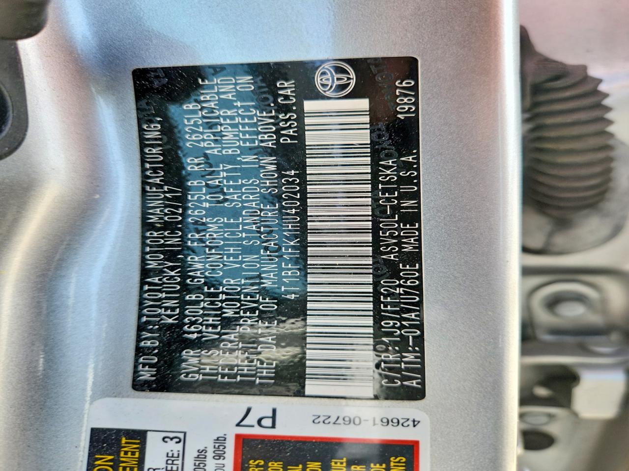 2017 TOYOTA CAMRY SE