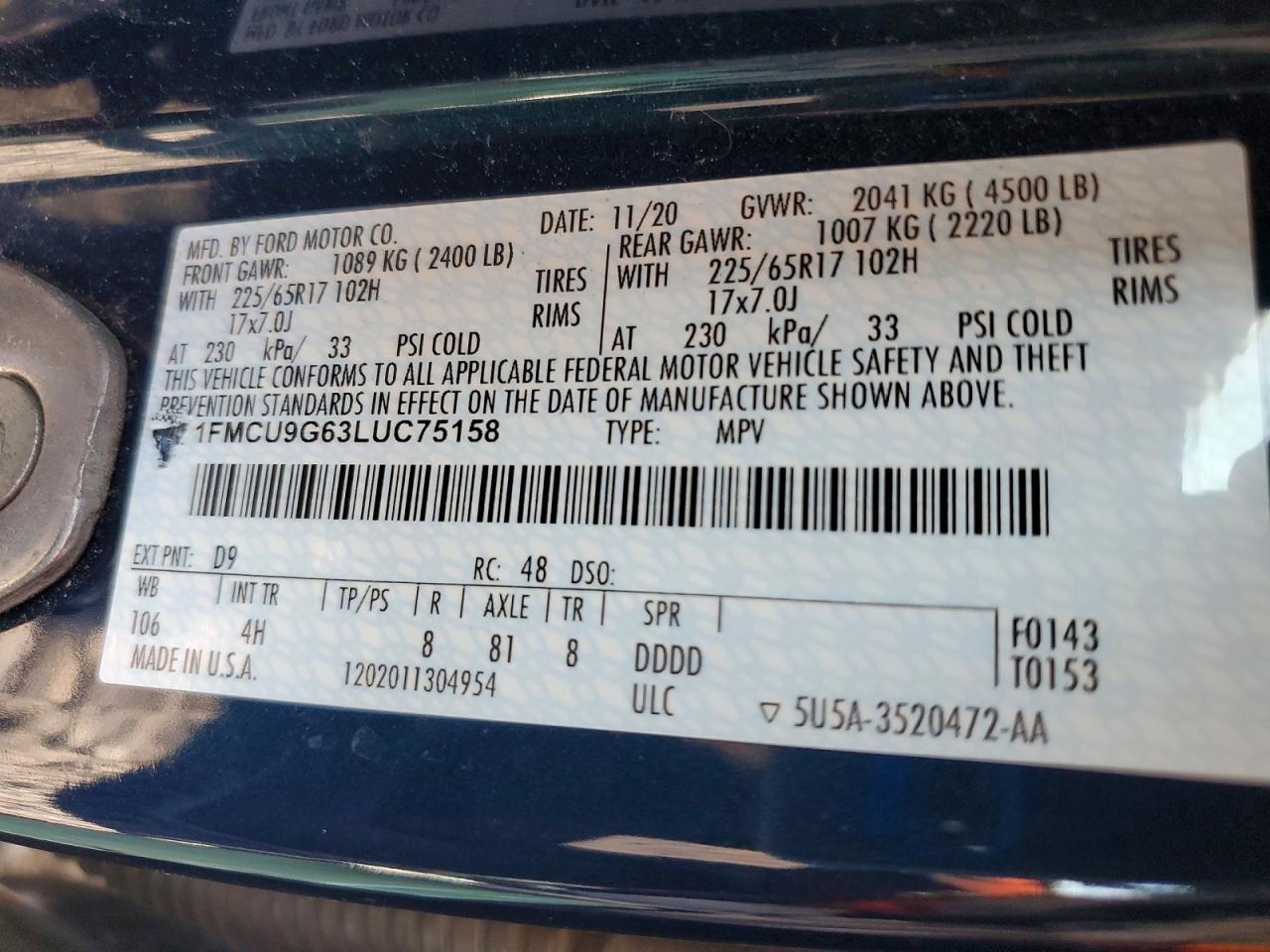 2020 FORD ESCAPE