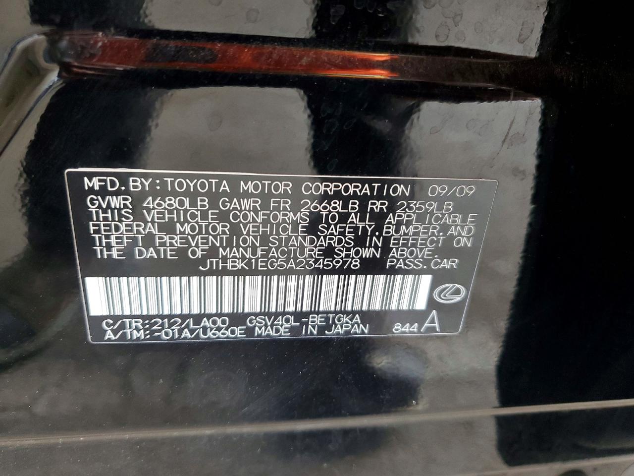 2010 LEXUS ES350