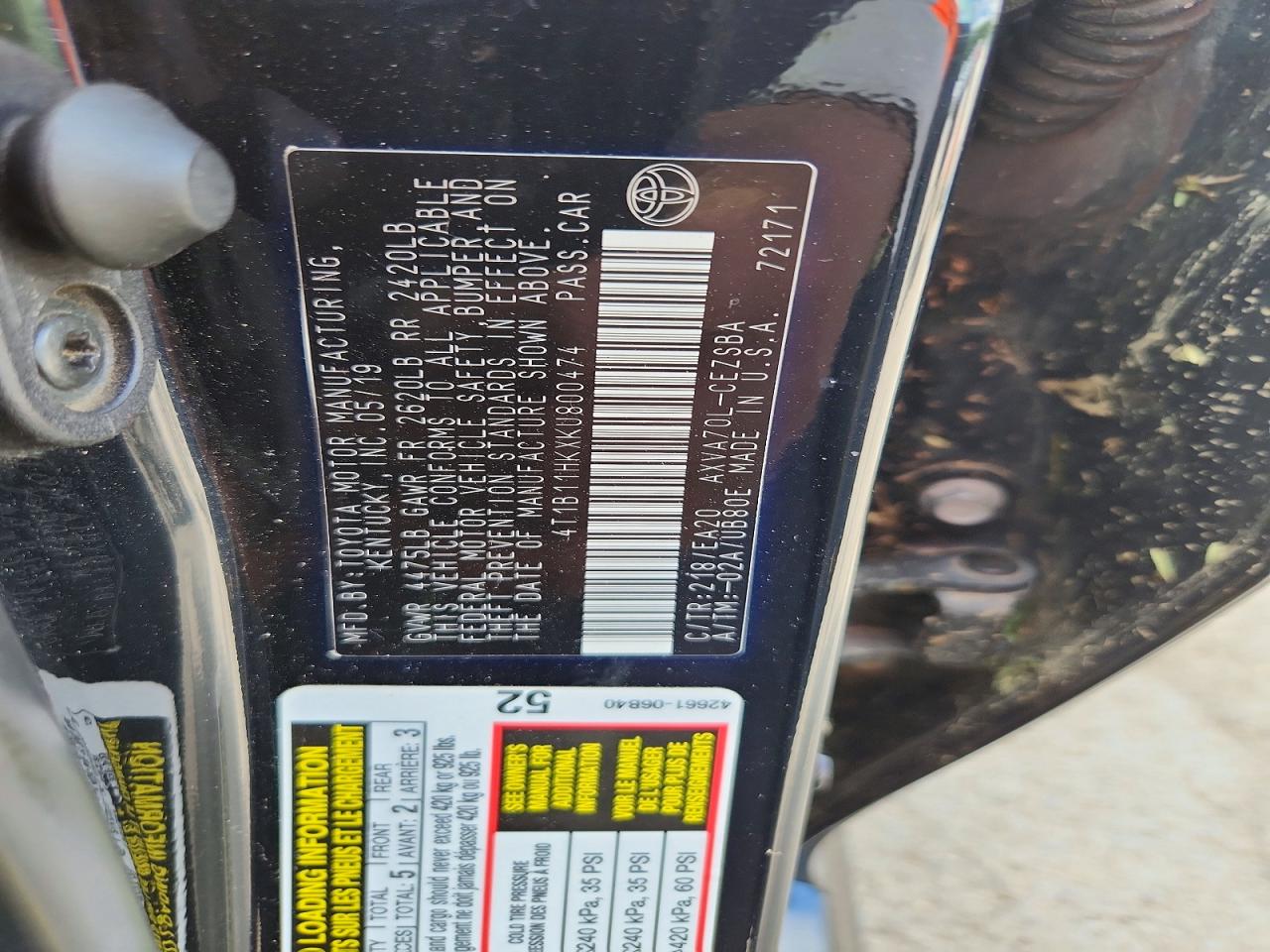 2019 TOYOTA CAMRY