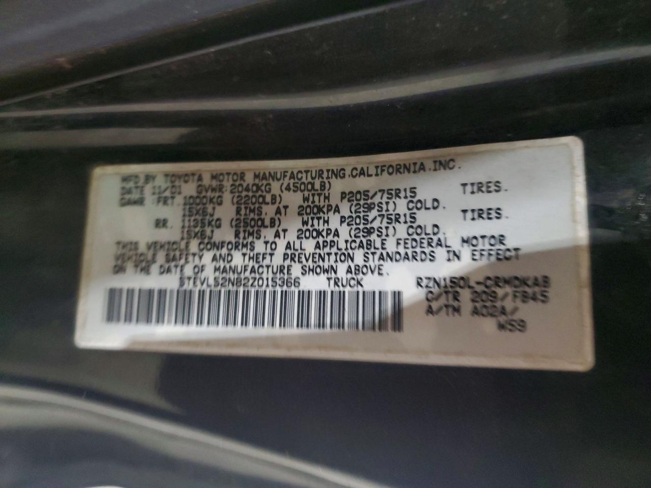 2002 TOYOTA TACOMA