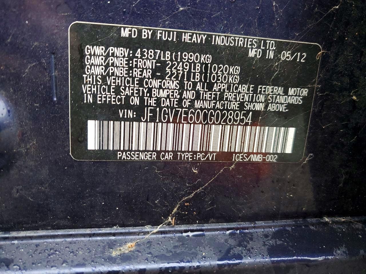 2012 SUBARU WRX