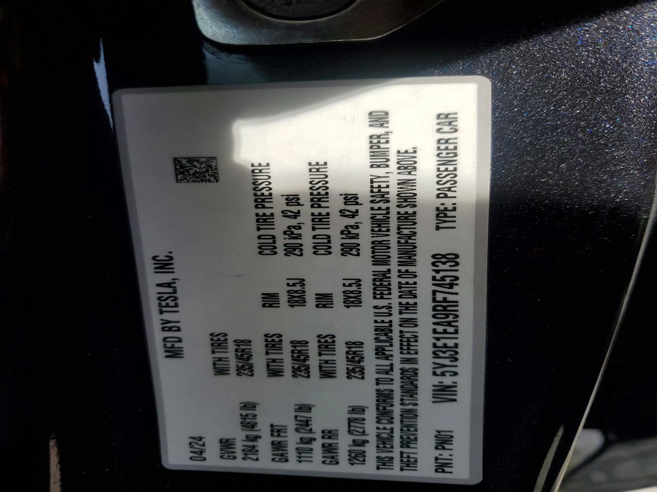 2024 TESLA MODEL 3