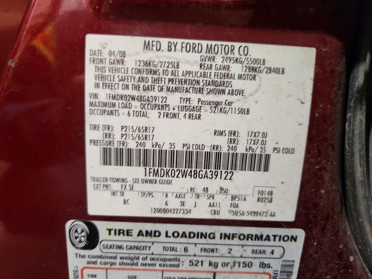 2008 FORD TAURUS