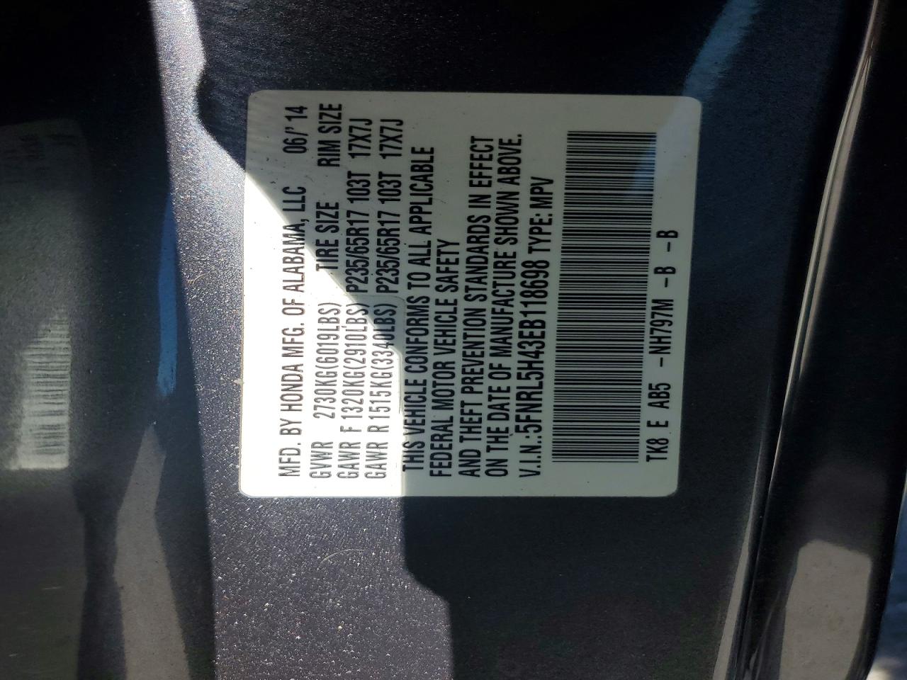 2014 HONDA ODYSSEY