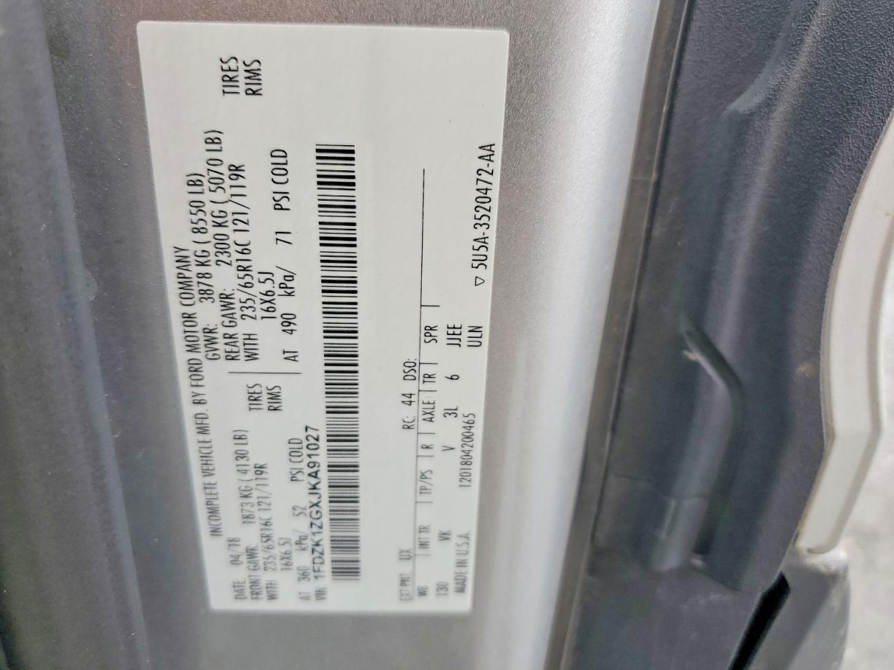 2018 FORD TRANSIT