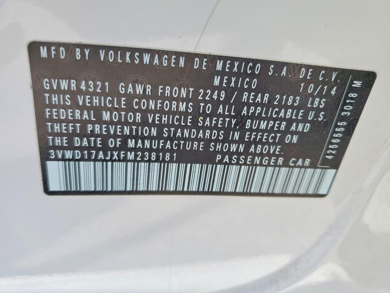 2015 VOLKSWAGEN JETTA