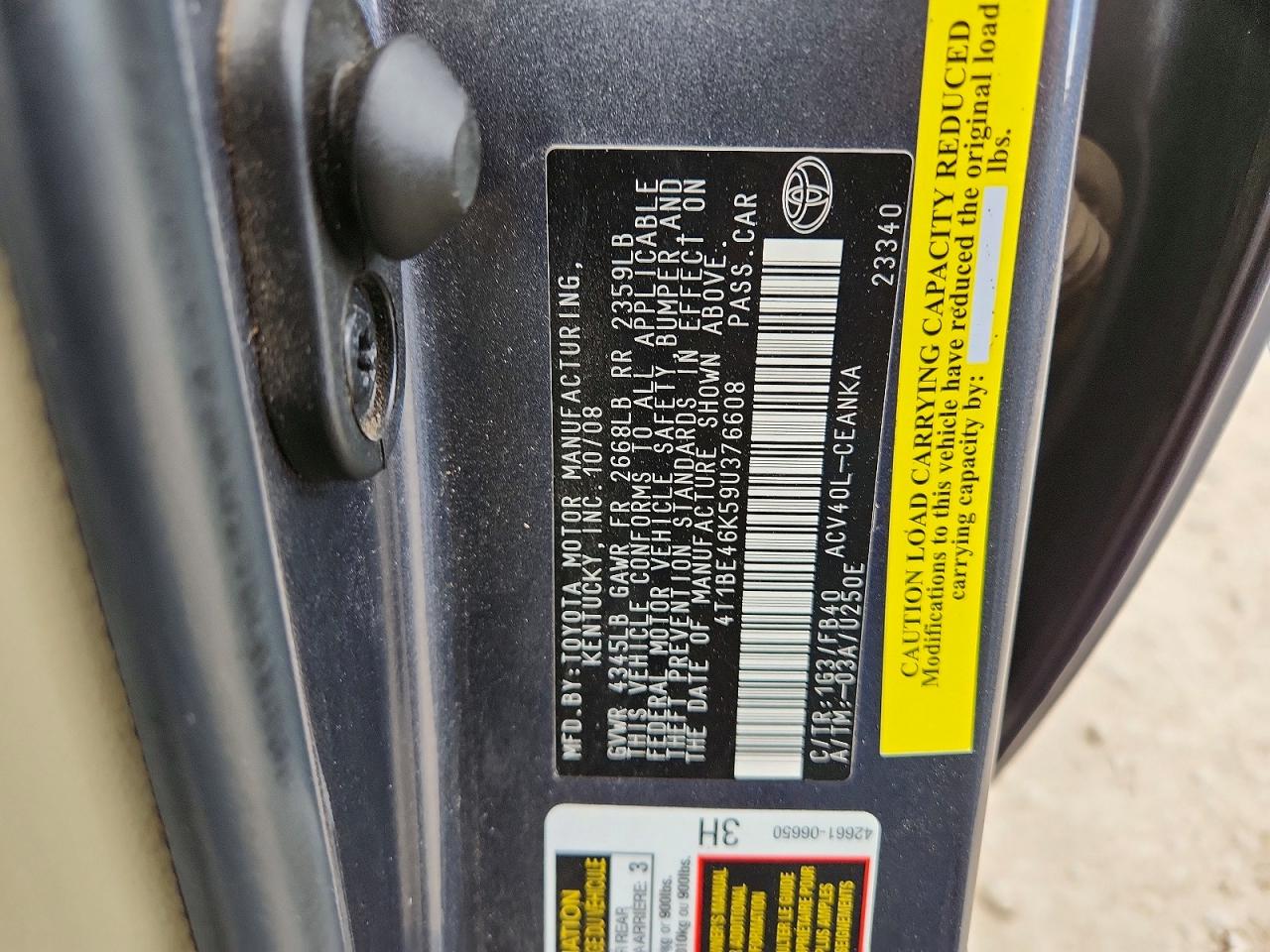 2009 TOYOTA CAMRY