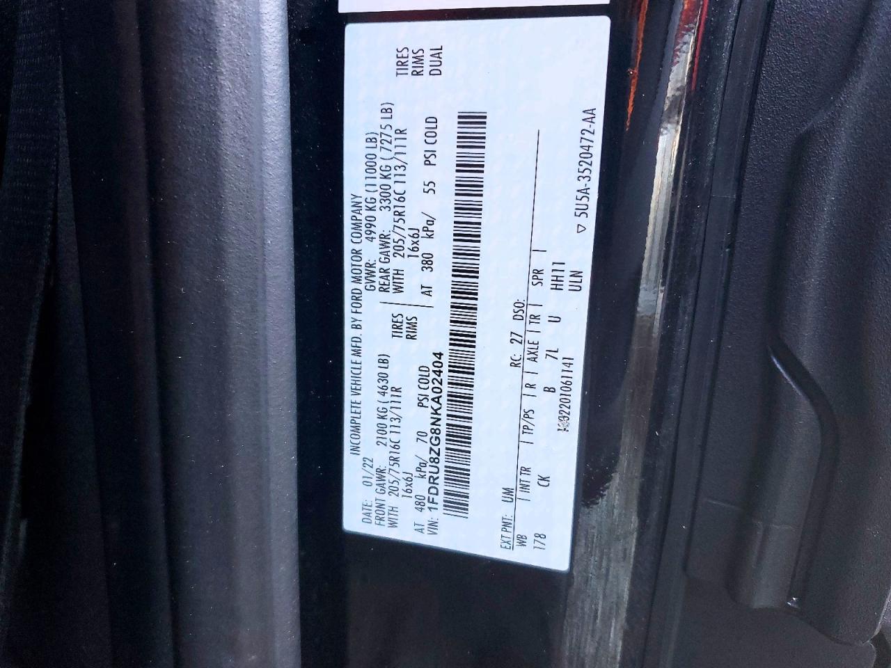 2022 FORD TRANSIT U