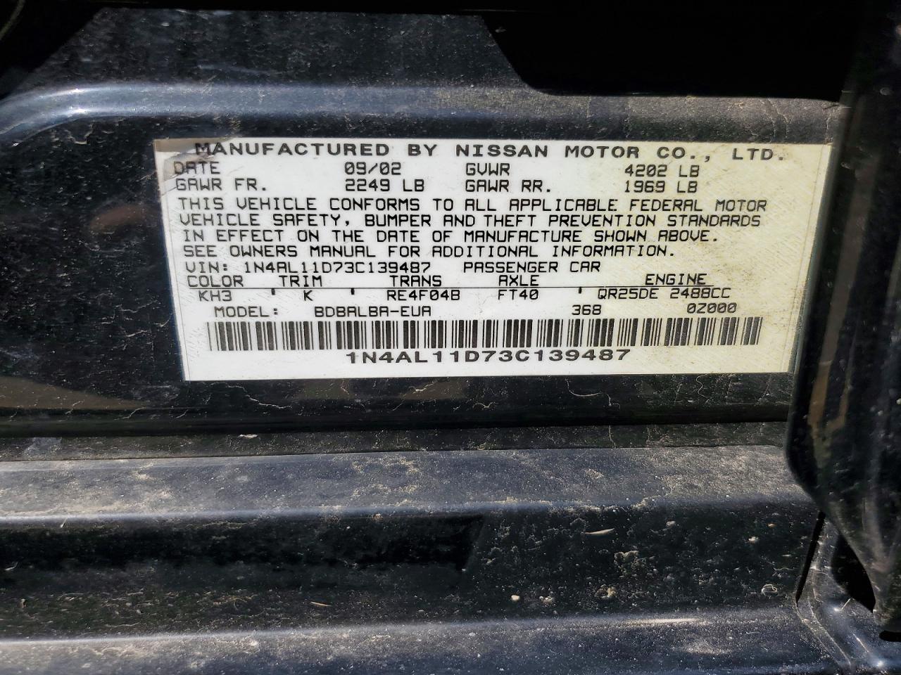 2003 NISSAN ALTIMA