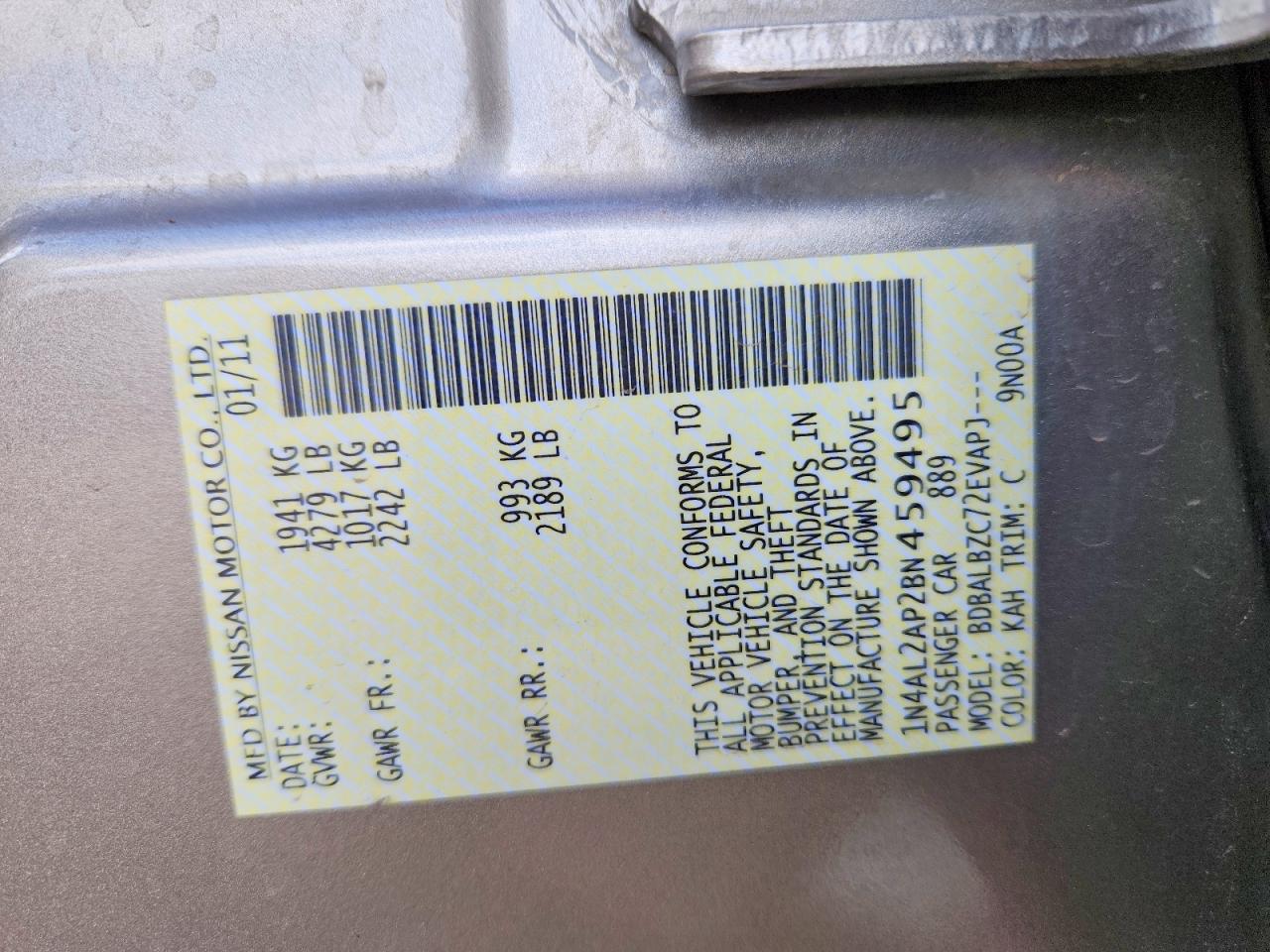 2011 NISSAN ALTIMA