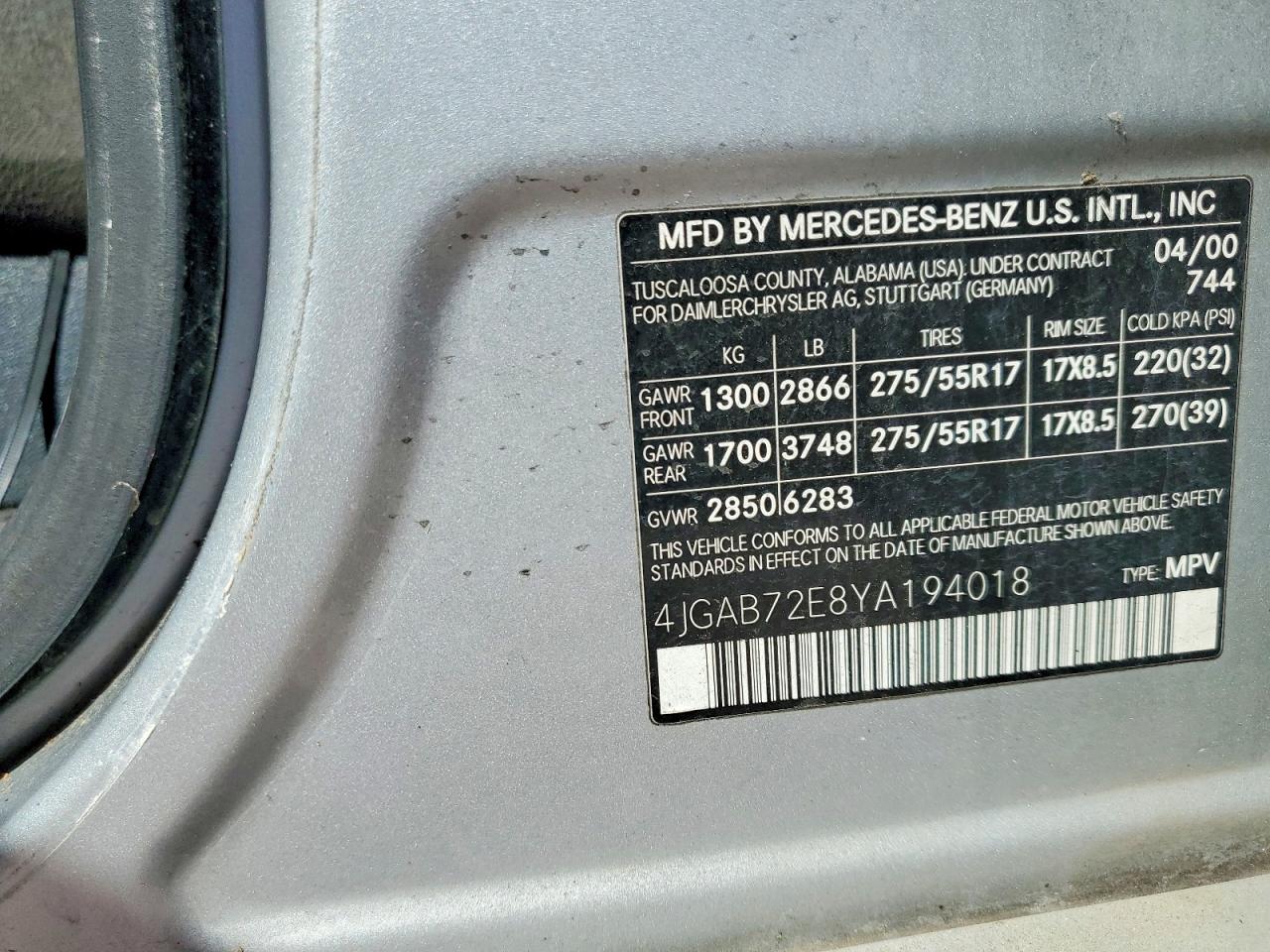 2000 MERCEDES-BENZ M-CLASS