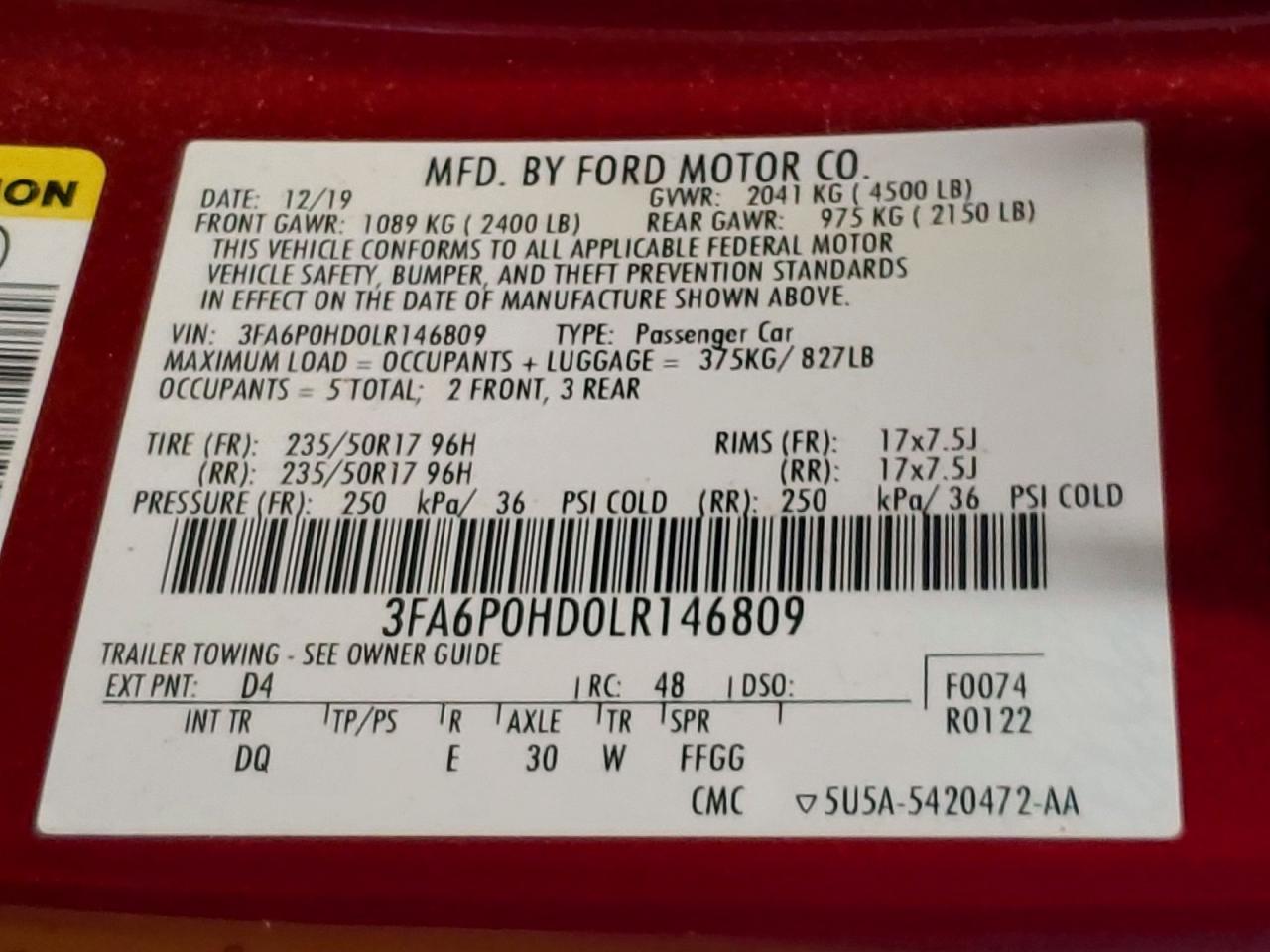2020 FORD FUSION