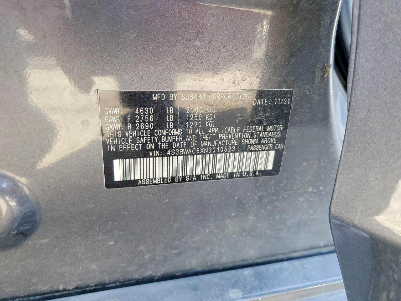 2022 SUBARU LEGACY
