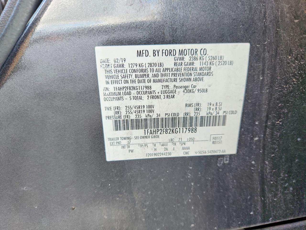 2019 FORD TAURUS