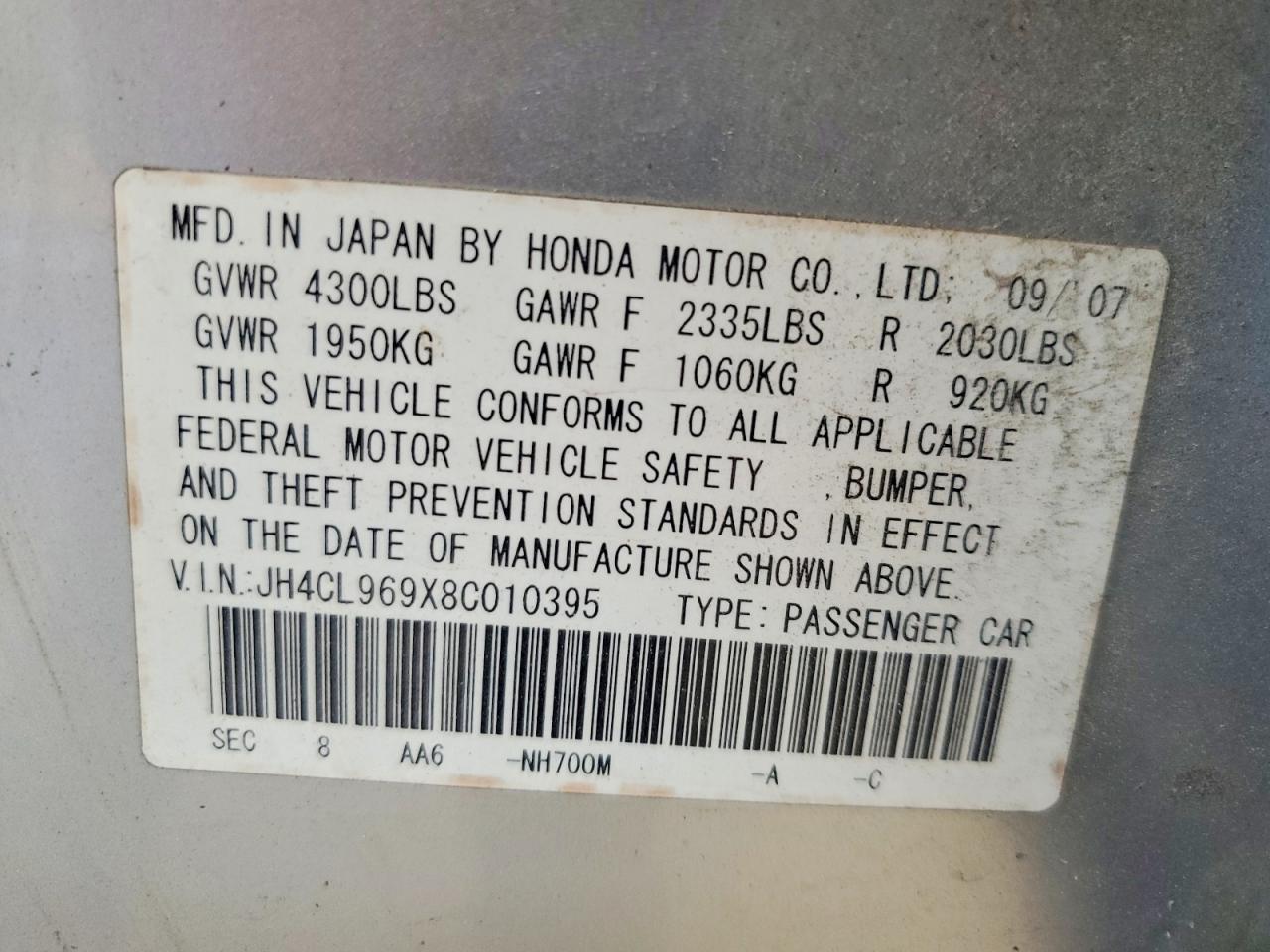 2008 ACURA TSX