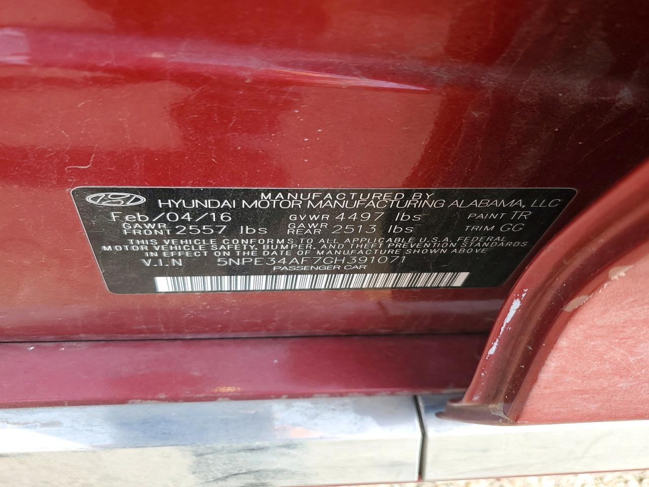 2016 HYUNDAI SONATA