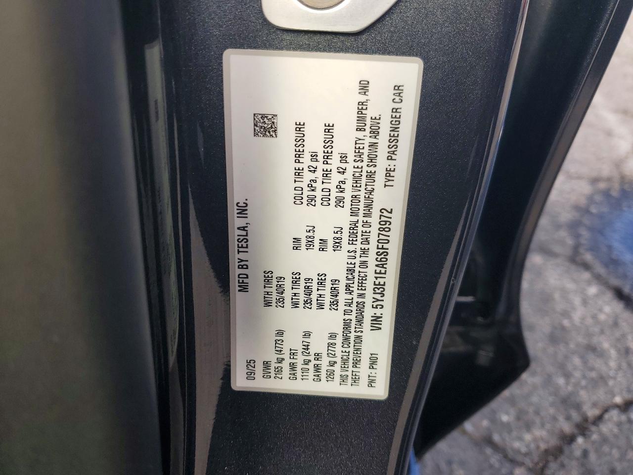 2025 TESLA MODEL 3