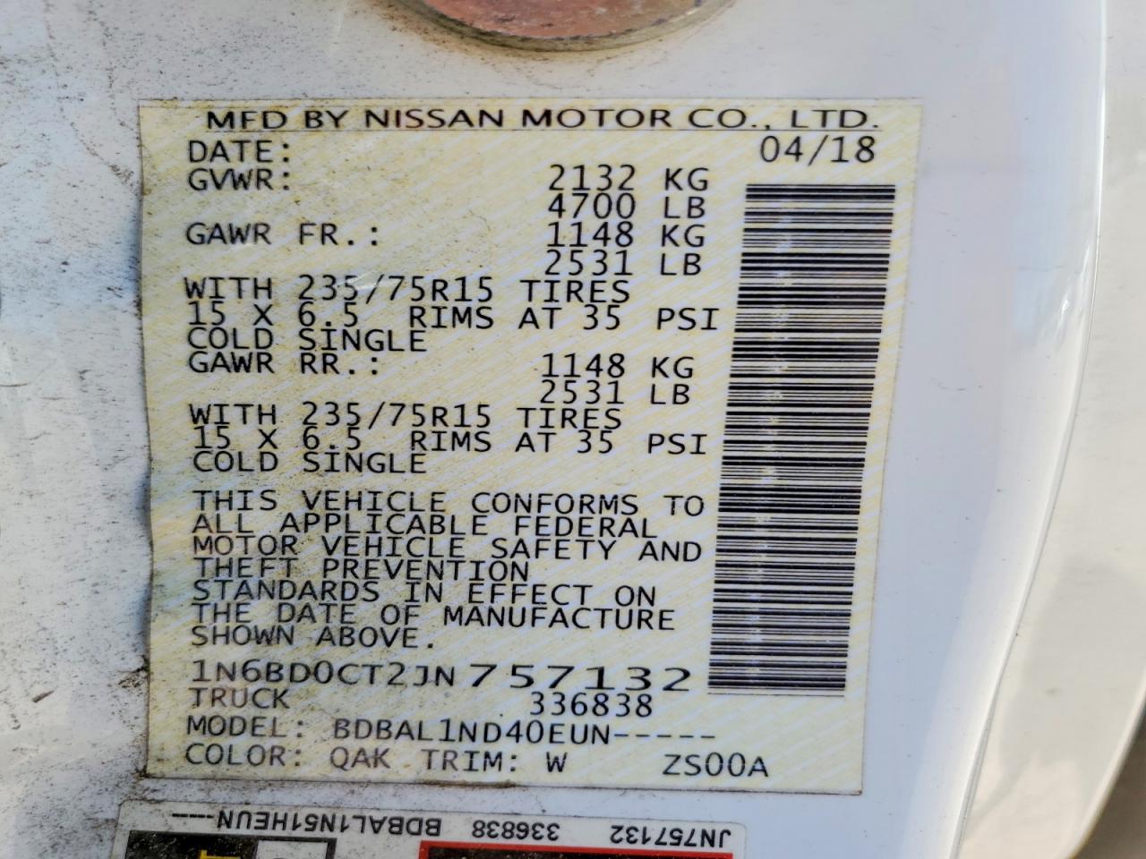 2018 NISSAN FRONTIER