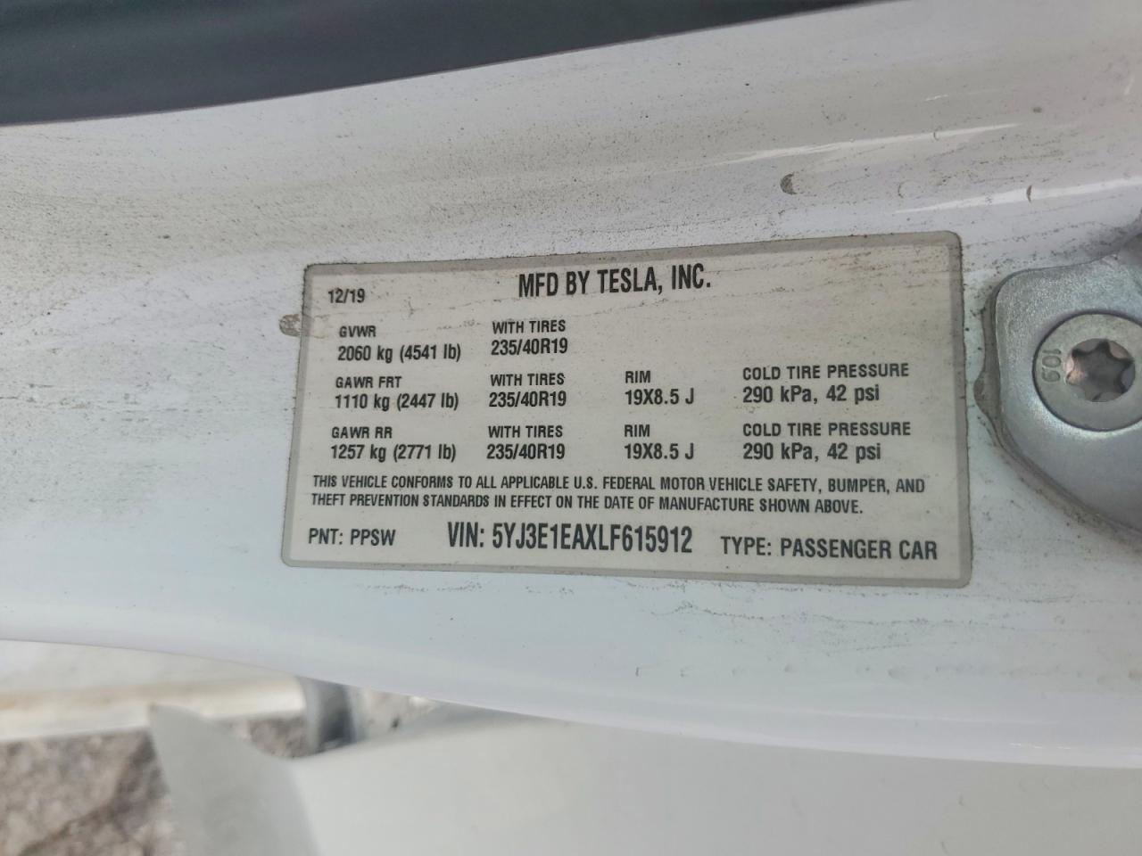 2020 TESLA MODEL 3