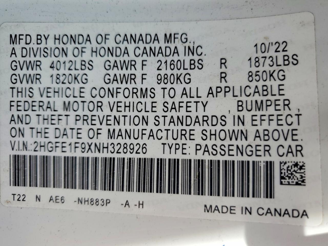 2022 HONDA CIVIC