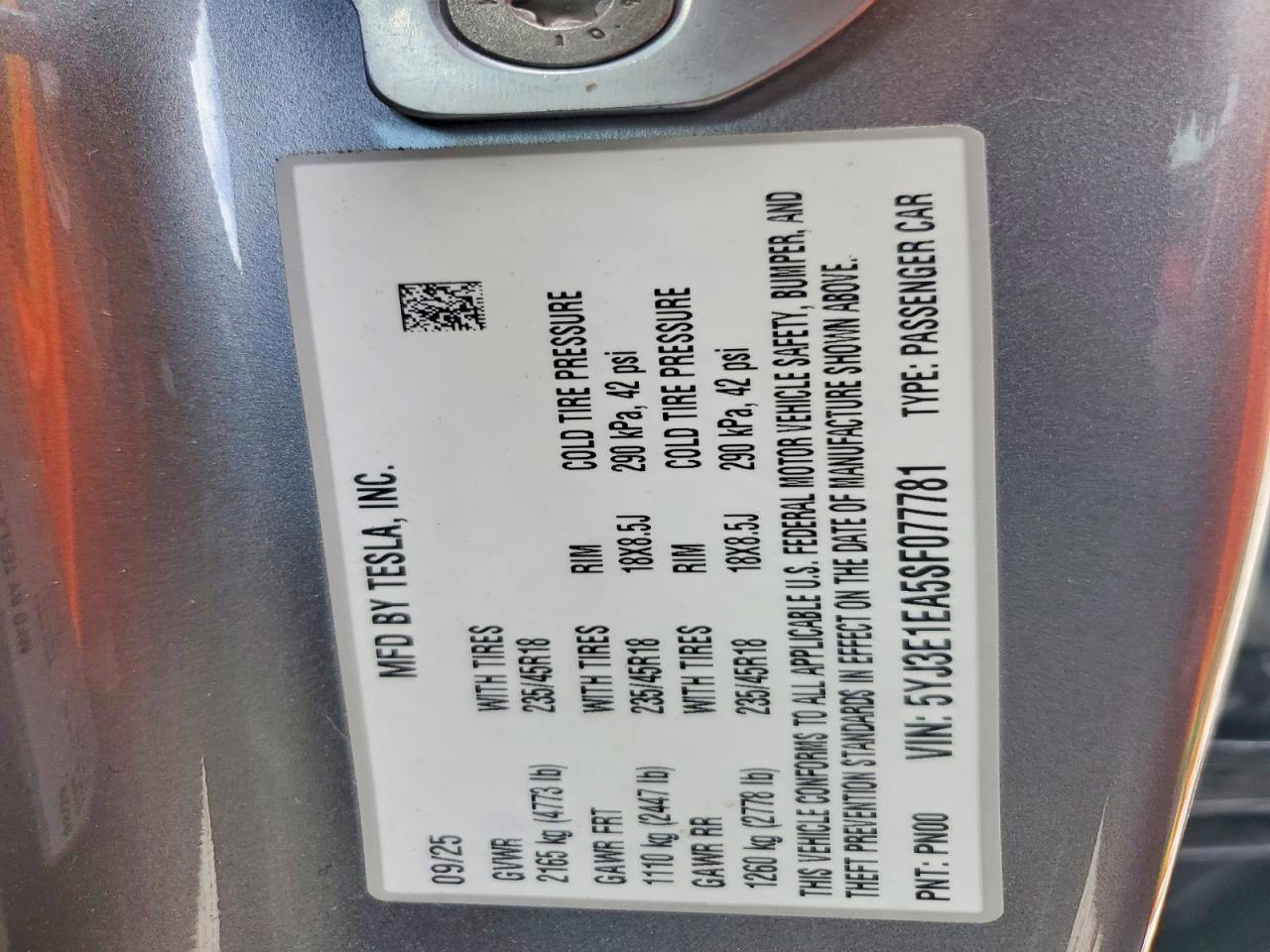 2025 TESLA MODEL 3