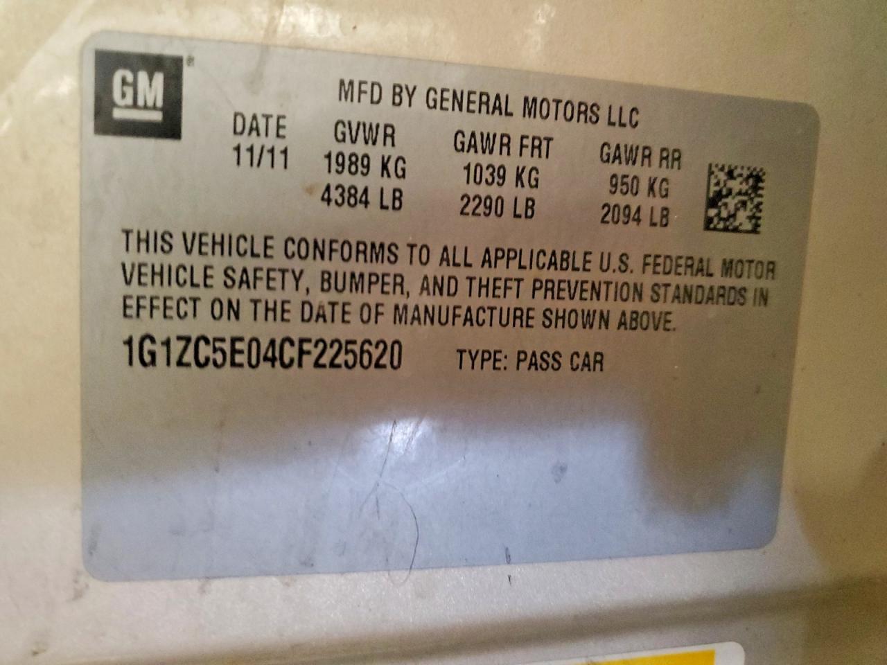 2012 CHEVROLET MALIBU