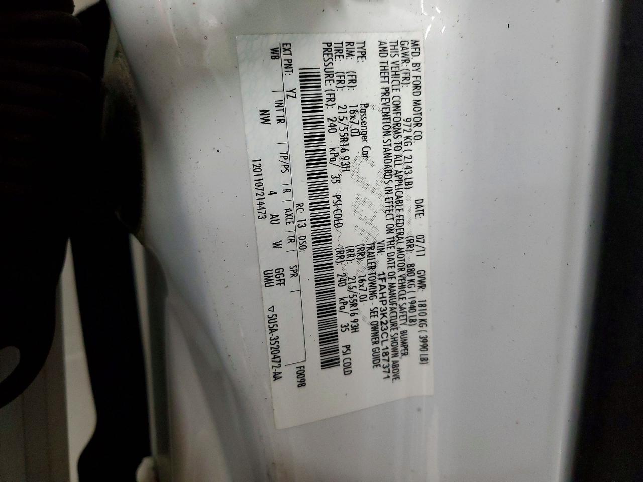 2012 FORD FOCUS