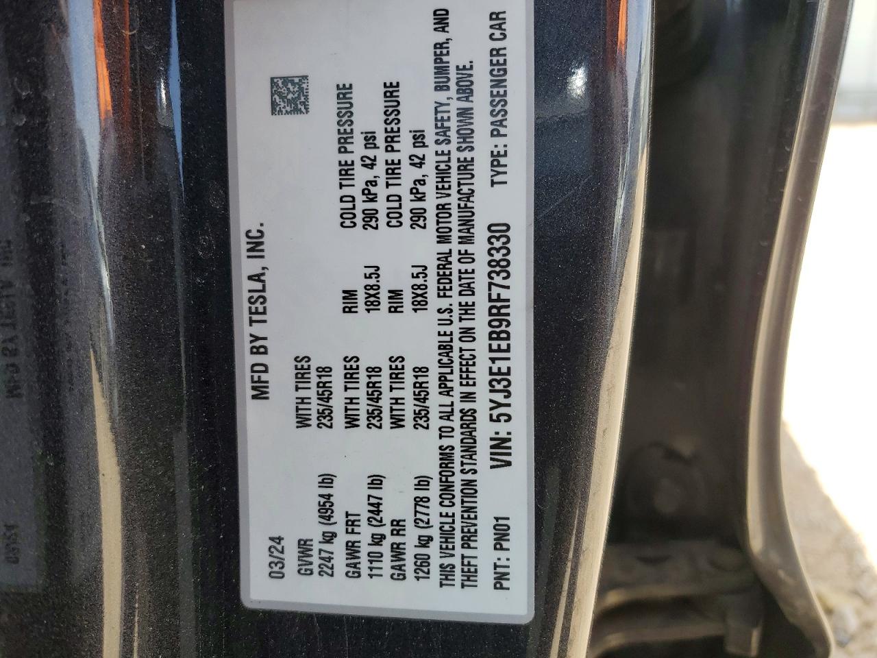 2024 TESLA MODEL 3