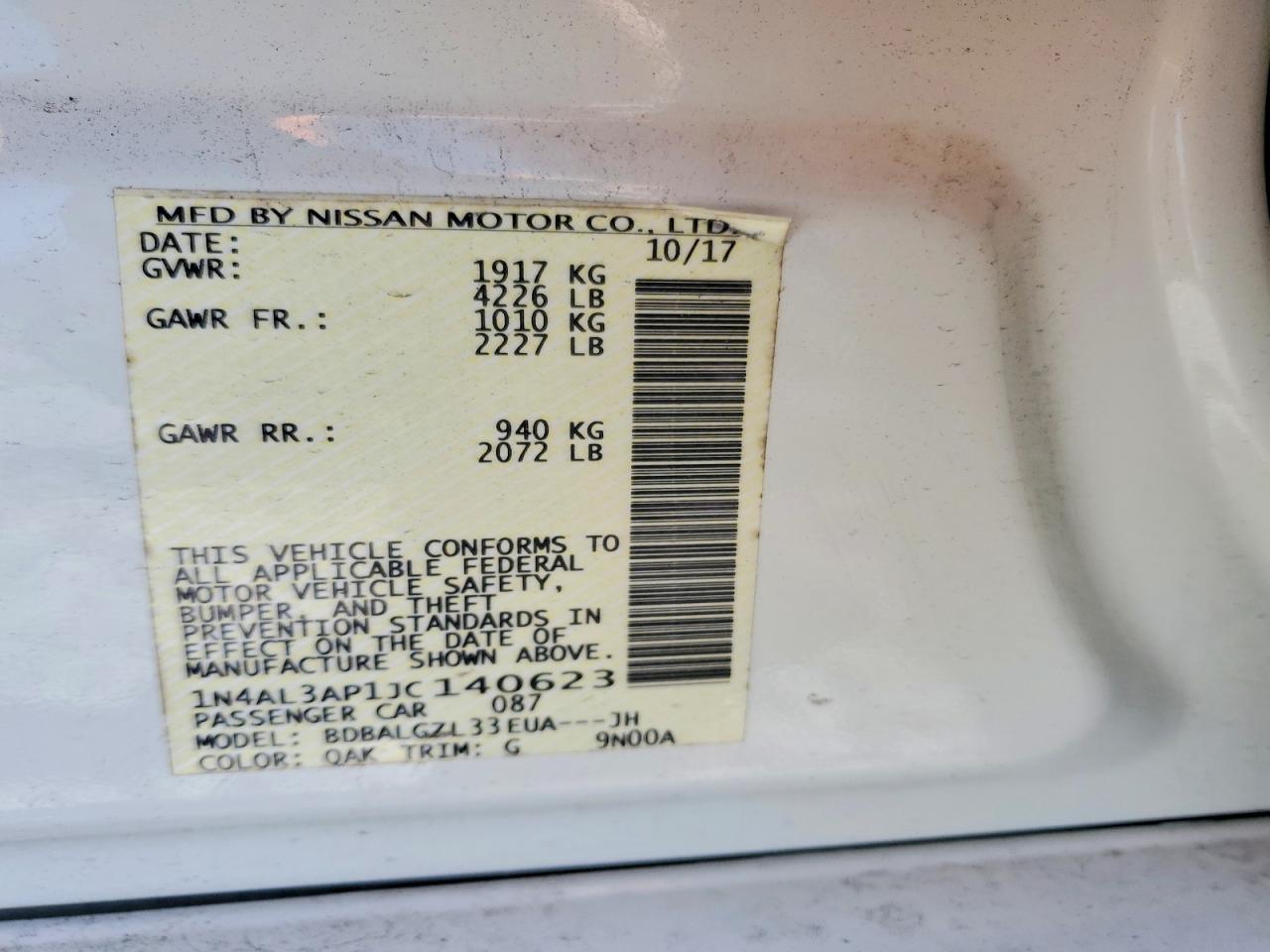 2018 NISSAN ALTIMA