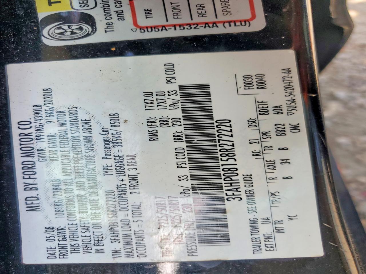 2008 FORD FUSION