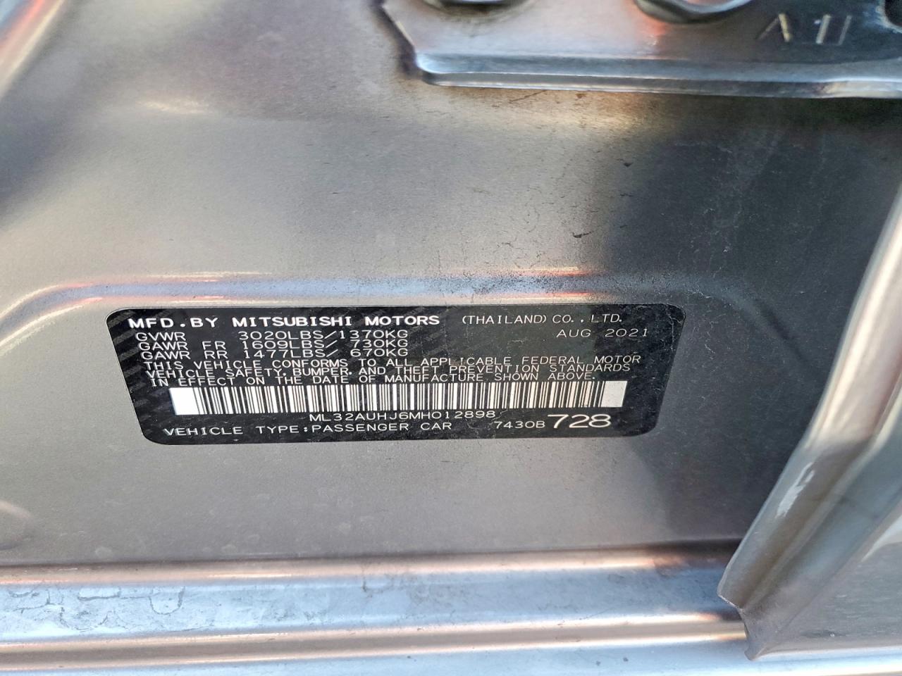 2021 MITSUBISHI MIRAGE
