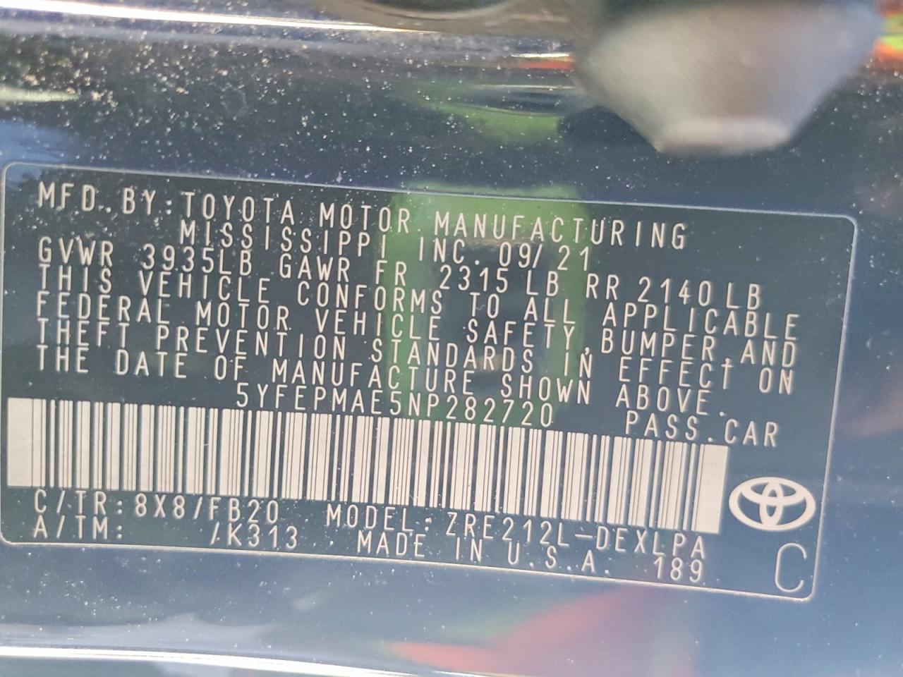 2022 TOYOTA COROLLA