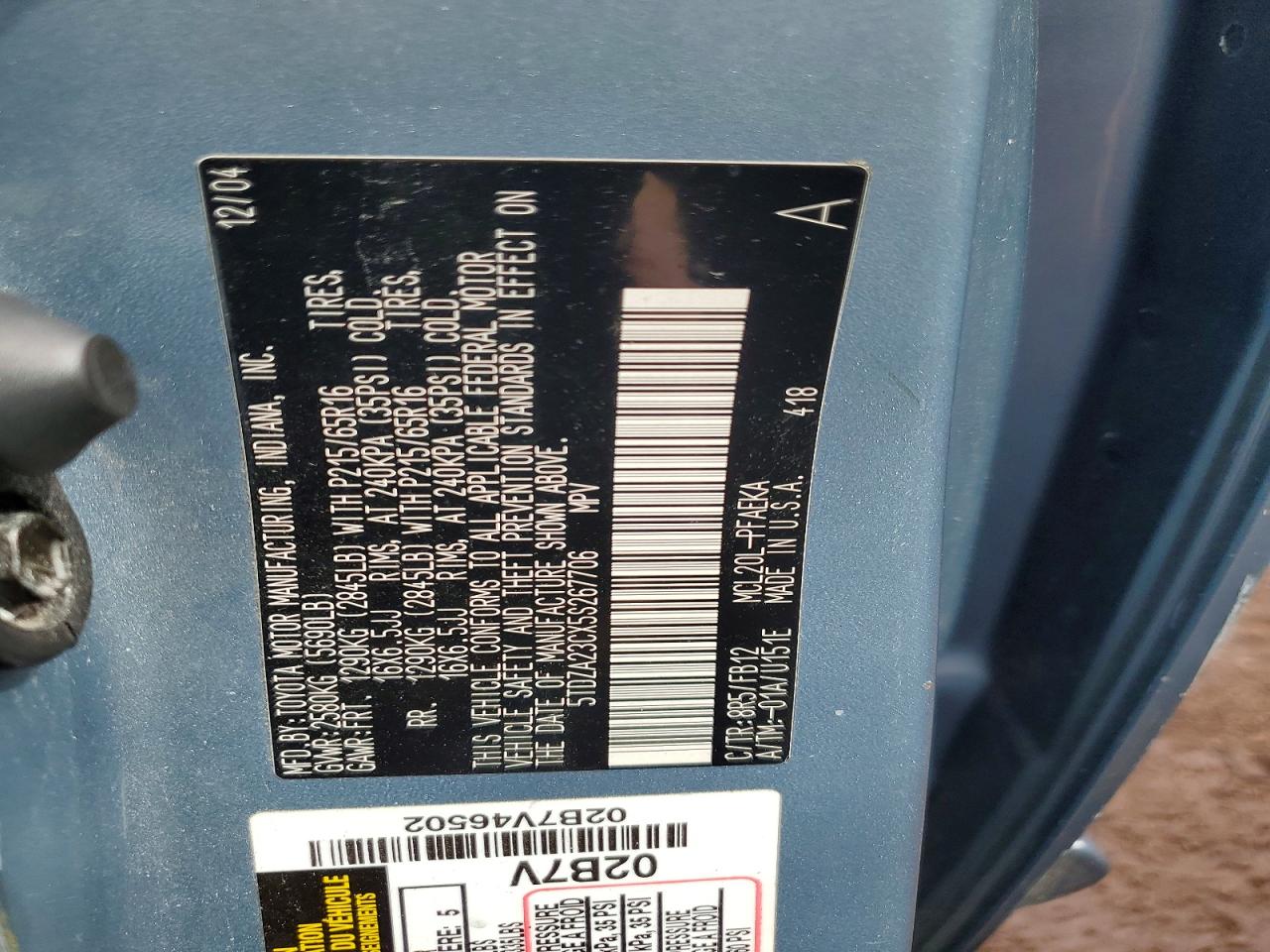2005 TOYOTA SIENNA
