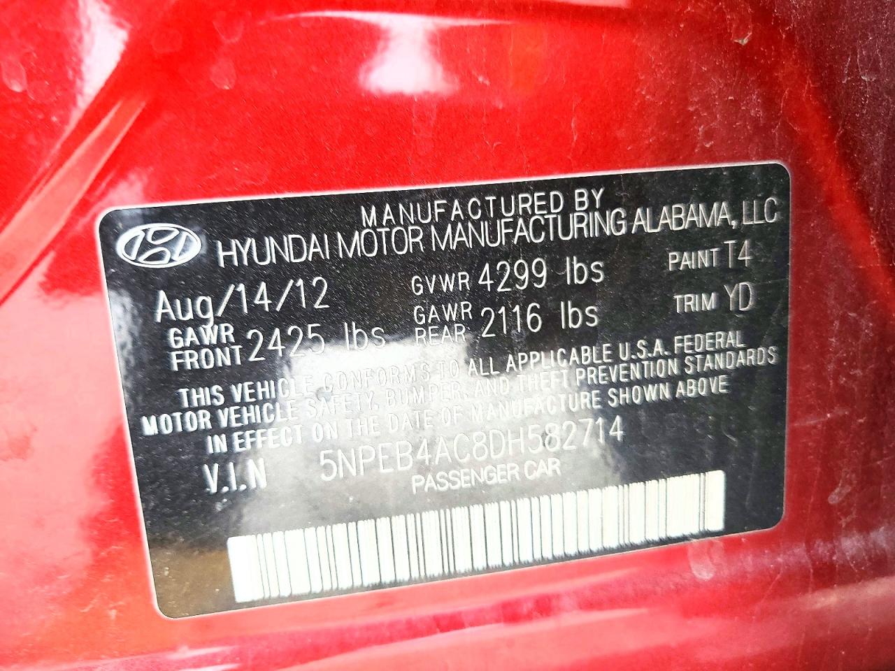 2013 HYUNDAI SONATA