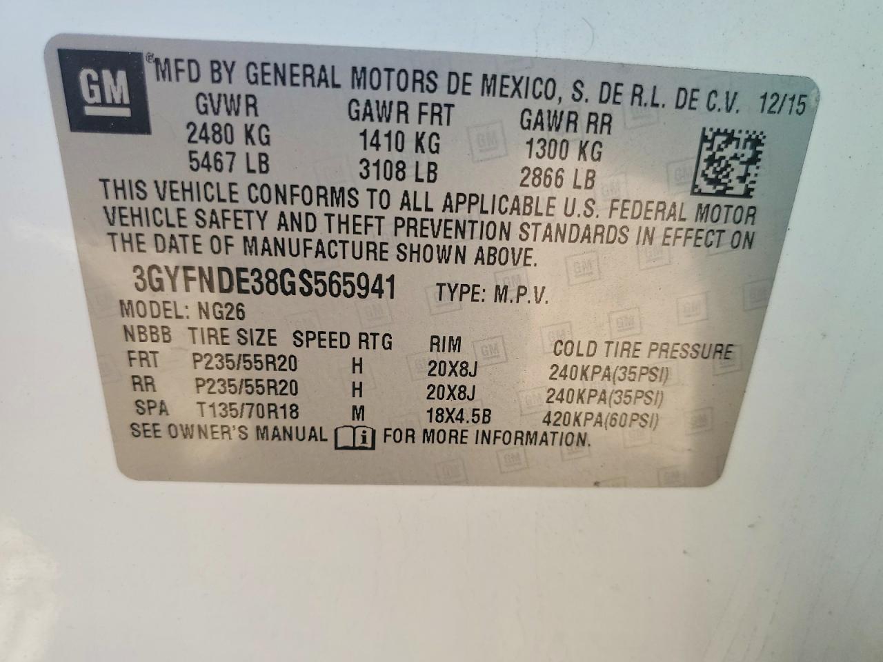 2016 CADILLAC SRX