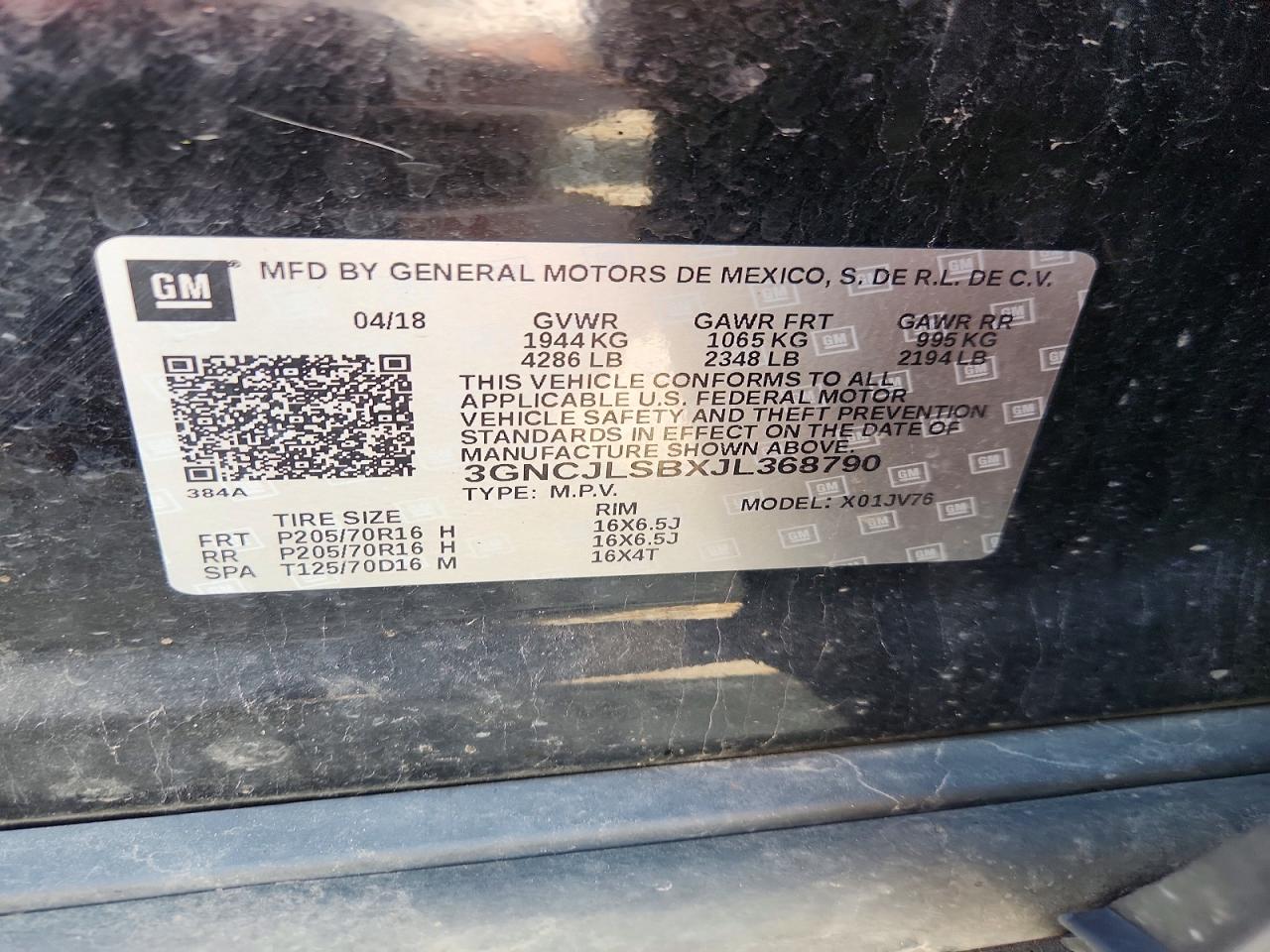 2018 CHEVROLET TRAX