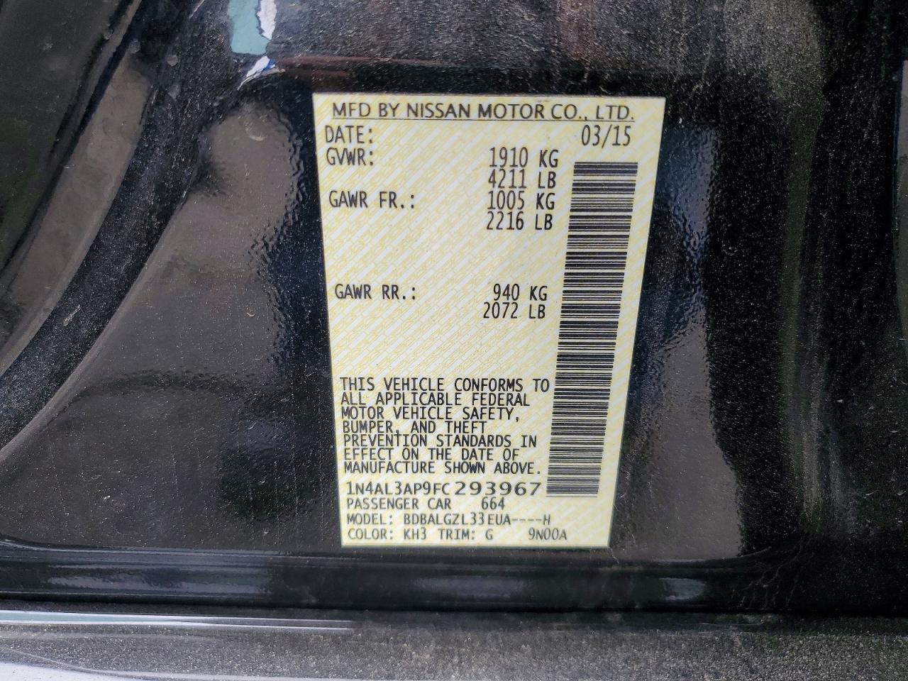 2015 NISSAN ALTIMA