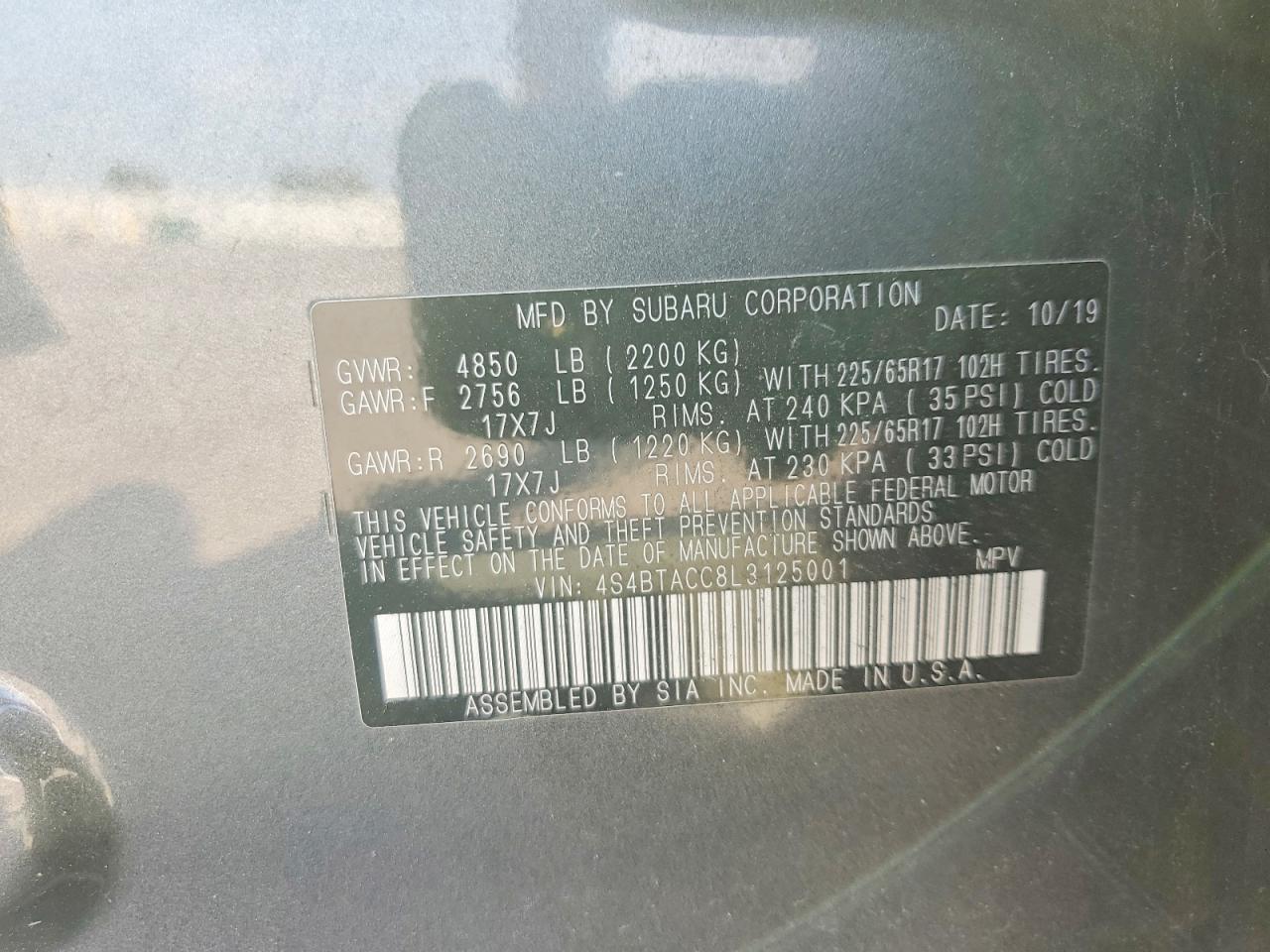 2020 SUBARU OUTBACK